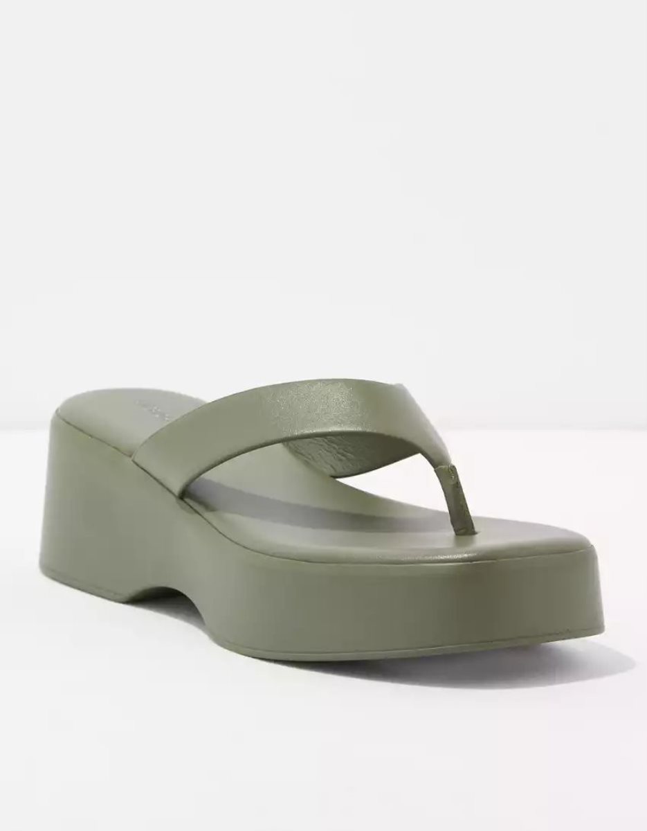 Sandales American Eagle AE Y2K Lanières Plateforme Vert Olive Femme | JKT-62591747